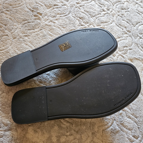 Double T Leather Medallion Slide Sandals$200 Navy Gold - Picture 5 of 6